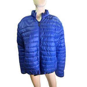 North 40 Womens Front Zip Puffer Lightweight Jacket Size XL Nylon Blue EUC